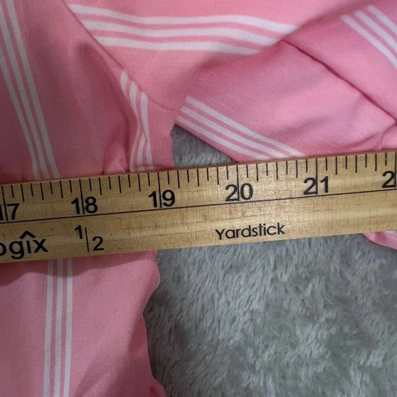 Pink White M Striped Tie Front Peplum Puff Sleeve Jacket Coquette Babydoll Girly - Picture 6 of 8